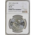 South Africa: Republic Krugerrand 1oz Fine Silver of 2021 MS 70 NGC