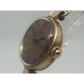 1940's Omega 14kt gold ladies manual wind watch with rolled gold strap - serial 9774172