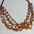 Vintage Amber multi string necklace