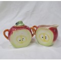 Pair of Apple shaped milk and sugar bowl