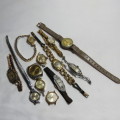 Lot of 11 vintage ladies mechanical watches for spares - Not working