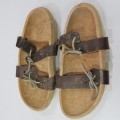 Hand Carved wooden sandals with leather straps