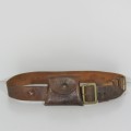 Vintage leather belt with ammo pouch - Unusual shape - Length 102 cm