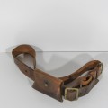 Vintage leather belt with ammo pouch - Unusual shape - Length 102 cm
