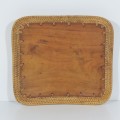 Handmade wood and cane snack plate
