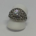 Sterling silver ring with cubic zirconias - weighs 4.0g - size N