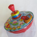 Vintage tinplate and plastic spin top - Made in Western Germany