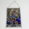 Vintage hand painted lead glass window hanging