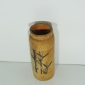 Handpainted flower vase made of bamboo - Length 21 cm