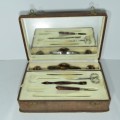 Vintage Faux tortoise shell nail care cleaning kit in case - Some items missing