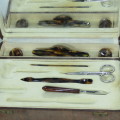 Vintage Faux tortoise shell nail care cleaning kit in case - Some items missing