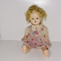 Antique doll with soft body and composition head and limbs - Well used - Length 60 cm