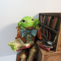 Librarian Frog resin book end figurine