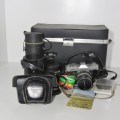 Canon Pellix 35 mm film camera in box with lenses and accessories - More information in description