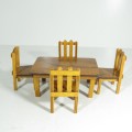 Vintage doll`s furniture - Table with 4 chairs