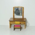 Vintage doll`s furniture - Handmade peg dressing table with mirror and chair