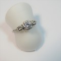 Platinum ring with cubic zirconia - Size: J