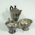 Vintage Sheffield silverplated teapot, milk jug and sugar bowl