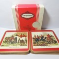 Set of 6 vintage traditional English for Hunting coasters - Two are damaged
