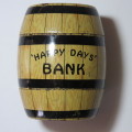 Happy Days tin barrel bank