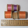 Lot of 5 vintage wooden thread spools
