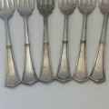 Set of 6 Vintage Angora silverplated EPNS forks