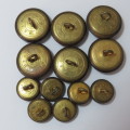 South African Defense Force military buttons - Lot of 6 blackened large and 6 blackened small