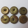 South Africa Defense Force military buttons - Lot of 6 - All with different markers - Hard to get