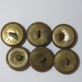 South African Defense Force military uniform buttons - Lot of 6 made by W Dowler & Sons, Birmingham