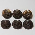 South African Air force buttons WW2 period blackened brass set of 6