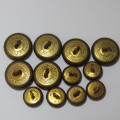 South African Defense Force military buttons - Lot of 6 large and 6 small buttons
