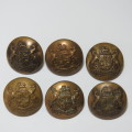 South African Defense Force military uniform buttons - Lot of 6 made by Buttons Limited, Birmingham