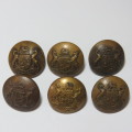 South African Defense Force military uniform buttons - Lot of 6 made by BandP Ltd, Birmingham