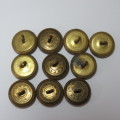 South African Defense Force military buttons 2 lots of 5 buttons sold together