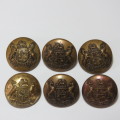 South African Defense Force Military uniform Buttons - Set of 6 - Made by Buttons Limited