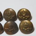 South African Air force buttons smaller size - Lot of 6 buttons Lion wks Ltd, Birmingham