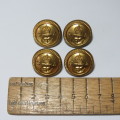 South African Navy - Lot of 4 buttons with King`s crown and small SA made by Gaunt, London