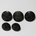 South African Air force buttons 2 sizes made in Bakelite - Scarce - 5 Buttons