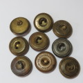 British Military brass buttons - Lot of 9 - All from different makers