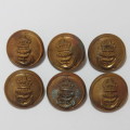 Royal Navy Buttons King`s crown lot of 6 buttons made by JR Gaunt and Sons