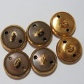 South African Navy buttons 1972-2002 - Lot of 6 Twin holes at back