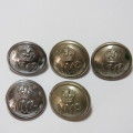 Natal Mounted Rifles - Lot of 5 buttons by different manufactures - Sold as a lot