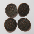 US Army General Service buttons lot of 4 Scoville MFG Co buttons made 1902 to 1918