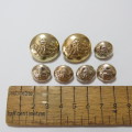 BSAP Lot of 7 uniform buttons - No back markings - 2 Large and 5 small