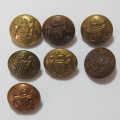 South African Defense Force military buttons - Lot of 7 small buttons - All from different makers