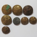 British Military Brass buttons - 4 Large and 4 medium - As a lot