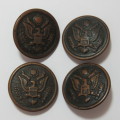 US Army General Service buttons lot of 4 - All different makers - Found in South Africa