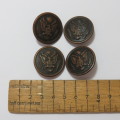 US Army General Service buttons lot of 4 - All different makers - Found in South Africa