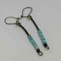 Pair of Silver earrings with blue beads - weighs 1.4grams