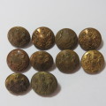 British military brass buttons - Lot of 10 - All from different makers